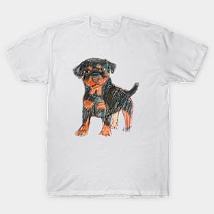 Cute Kids Drawing Style Rotweiler Dog for Rottweiler Lovers Gift T-Shirt